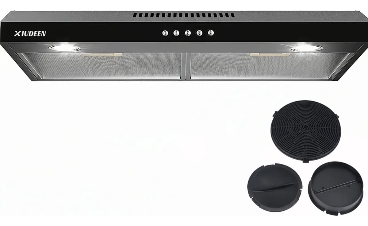Campana Extractora Xiudeen XD760 de Pared y Empotrar de 76 cm Negra con Luz Led