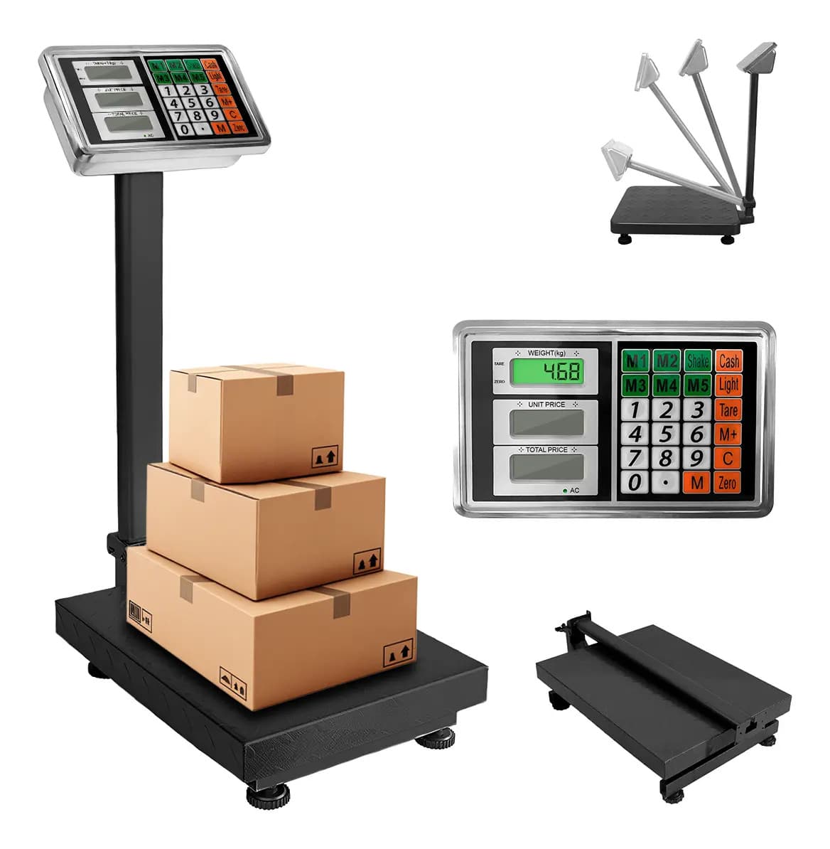 Báscula Comercial Digital Plataforma 200kg Uso Rudo Con Mástil Color Negro