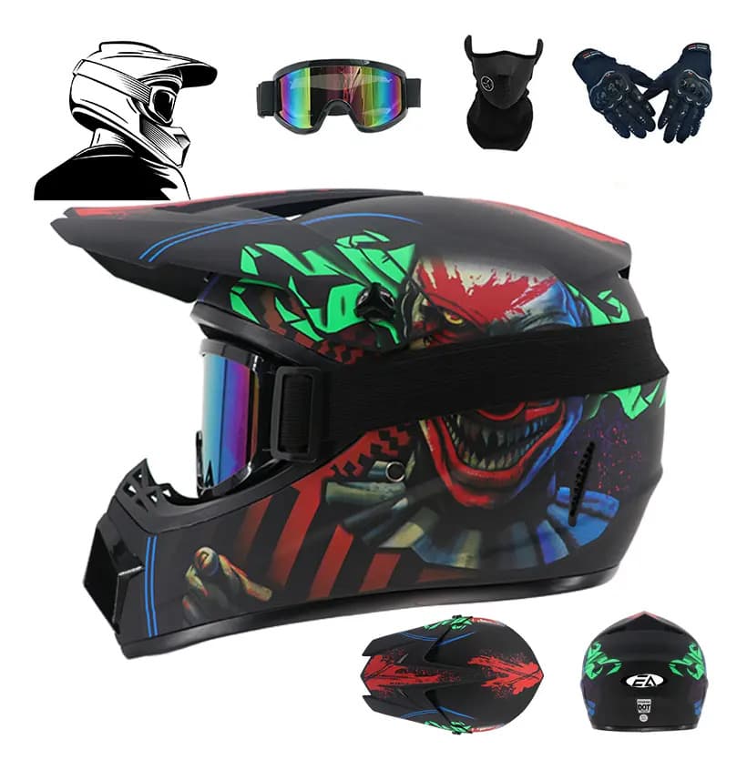 Echoarmor Casco De Motocicleta Abatible Entrega Máscara Lentes Guantes Negro Mate Rojo M (53-55 Cm)