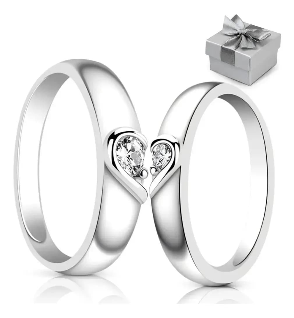 Anillos Pareja Versátil Optimiza Compromiso Fácil Ajustar Plata 925 Promesa Set 2