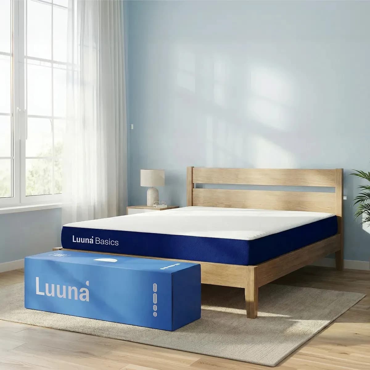Colchón En Caja Luuna Basics 1 100% Espuma, King Size Color Azul marino