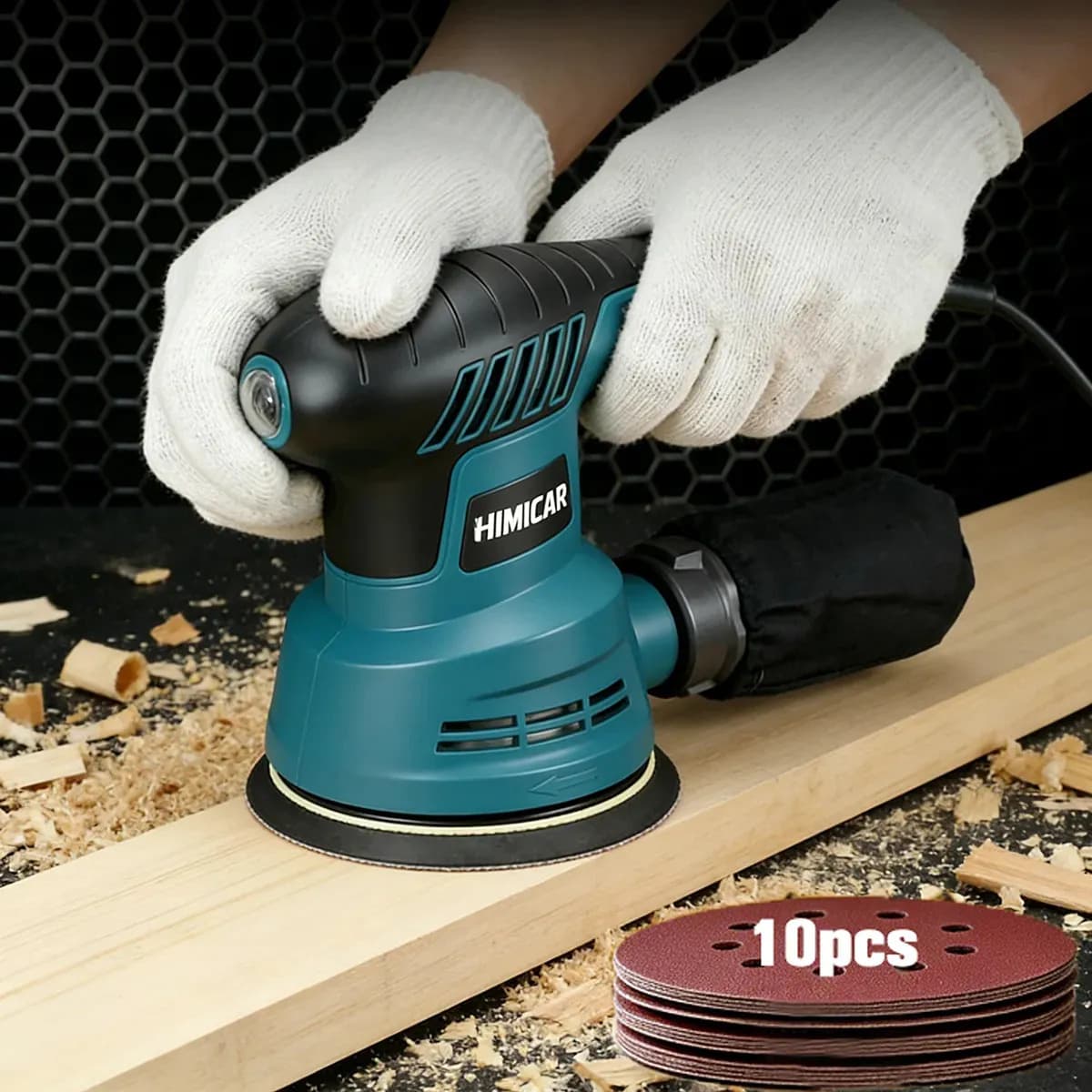 Lijadora Orbital Himicar 300W Velocidad Regulable Madera Metal