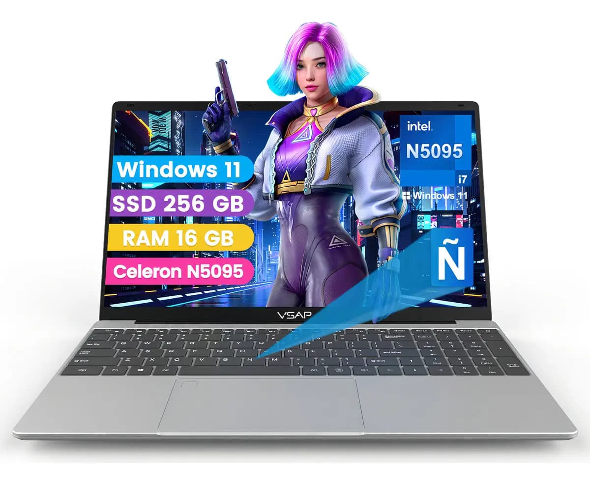 Laptop VSAP Win 2 En 1 Intel Celeron N5095 De 16g Ram 256g Ssd Color Plateado