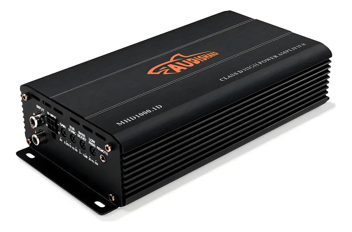 Amplificador De Audio Para Auto Clase D Monoblock 1 Canal 2000w Audishako Mhd1000.1d Para Subwoofer Para Bajos