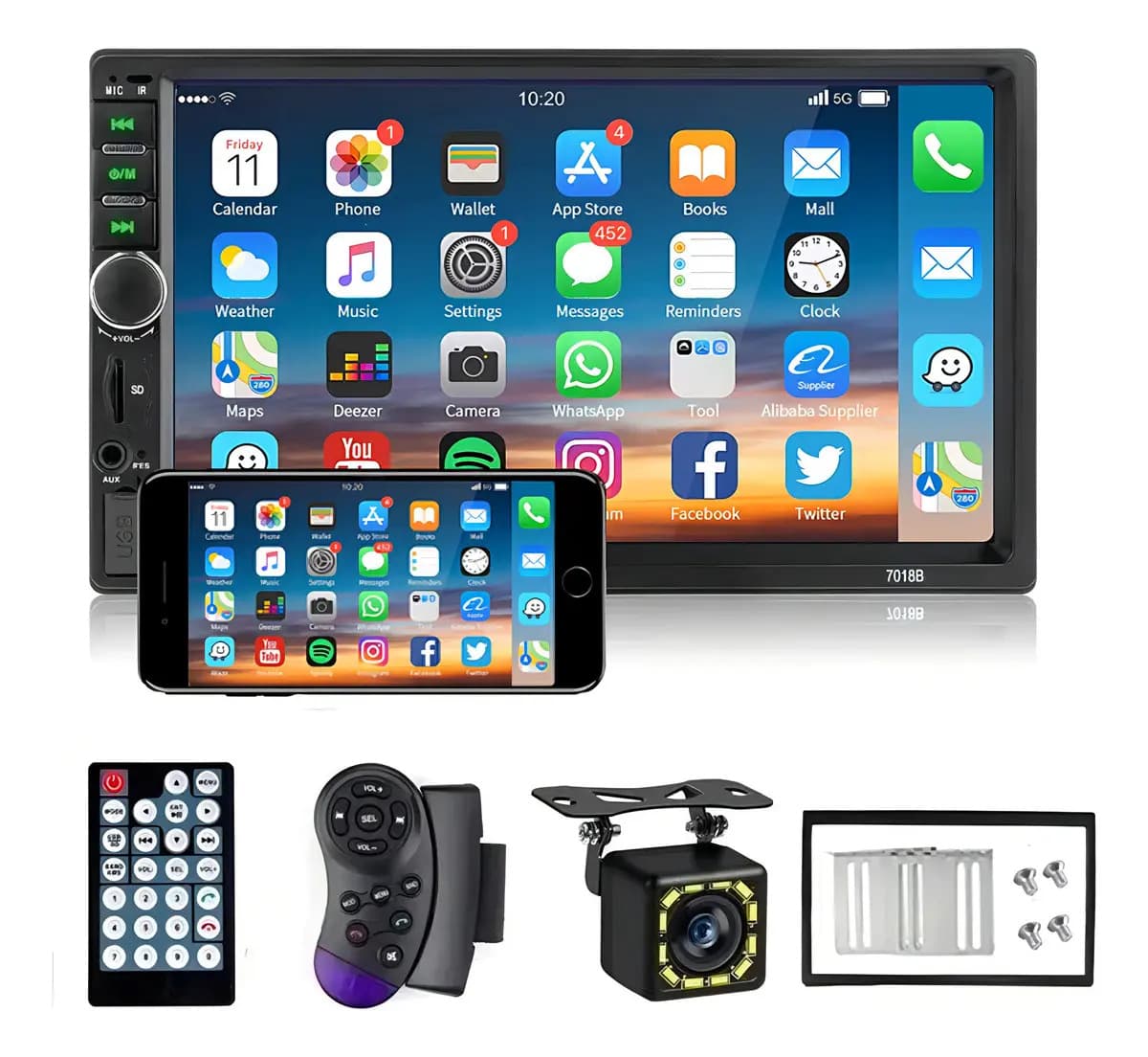 Pantalla Táctil Mirror Link Bt Car Stereo De 7 Pulgadas Fnbrli USB 7018B