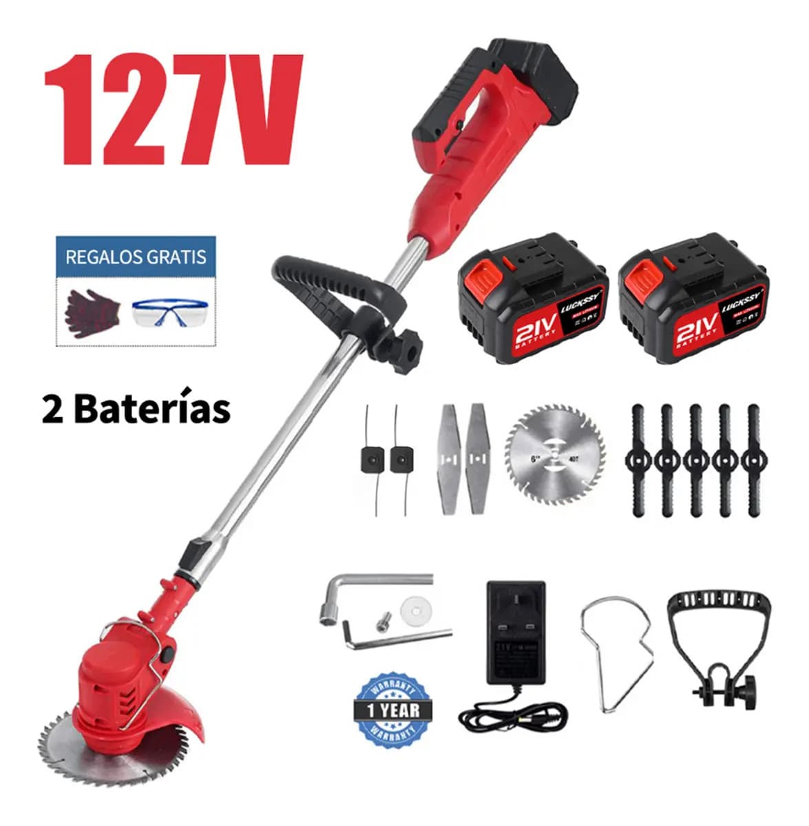 Desbrozadora Electrica Inalambrica Portatil Ironhoof XSMXF003BK Color Rojo