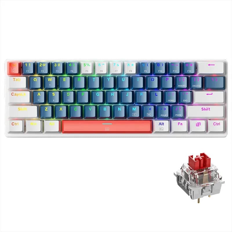 Teclado Mecánico MACHENIKE K500-B61 60% Alámbrico RGB Hot Swap Red Switch Gamer 61 Teclas PC Anti-Ghosting Inglés