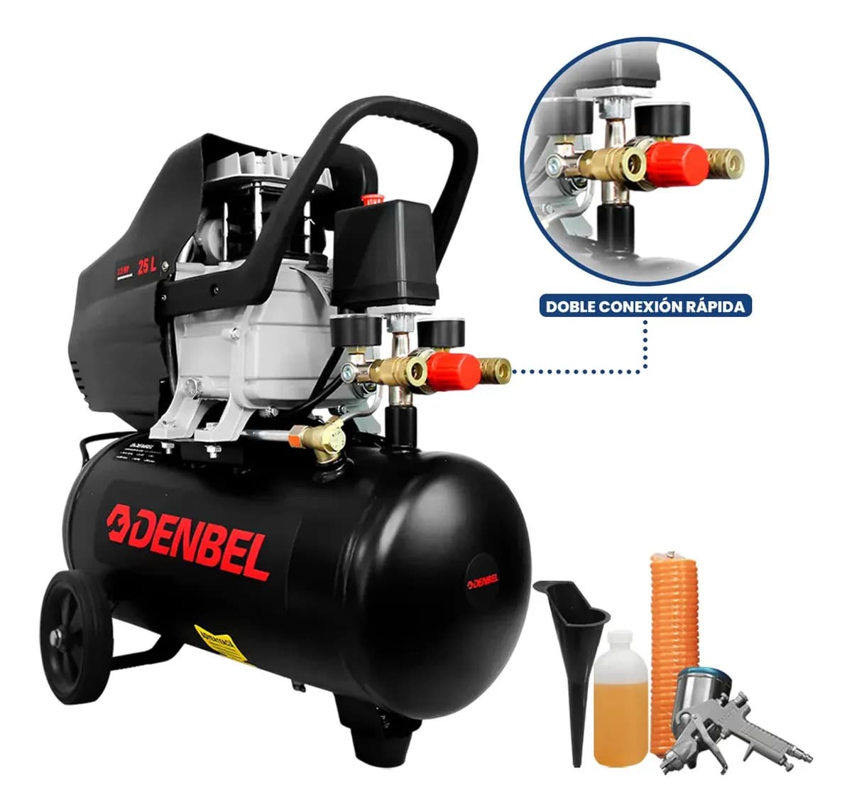 Compresor De Aire Eléctrico Con Pistola De Gravedad Negro 60 Hz