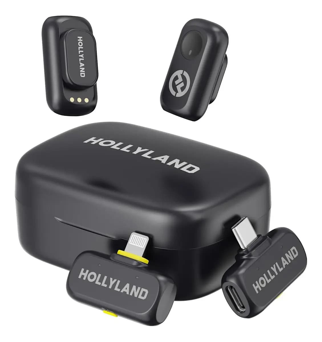 Micrófono inalámbrico Hollyland Lark A1 Combo mini para iPhone Android podcast y vlogs negro