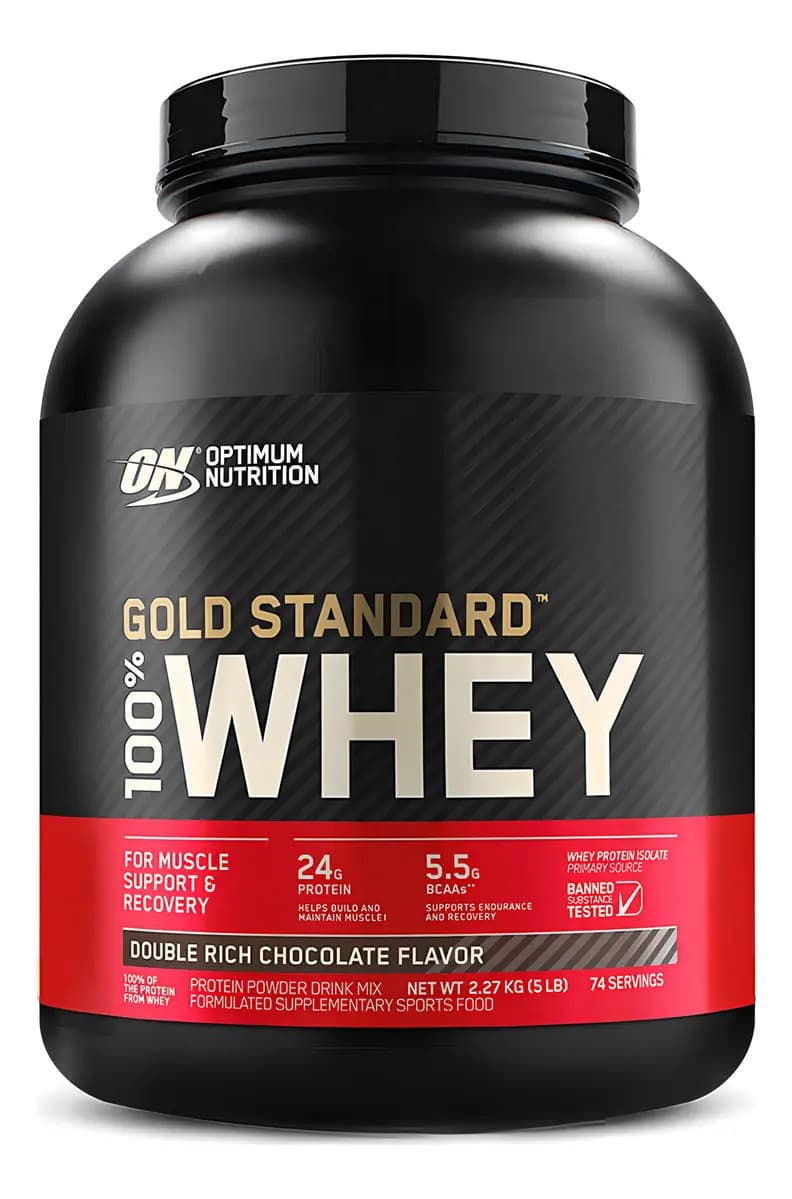 Suplemento En Polvo Optimum Nutrition Proteína Gold Standard 100% Whey Proteína Sabor Double Rich Chocolate En Pote De 2.27kg