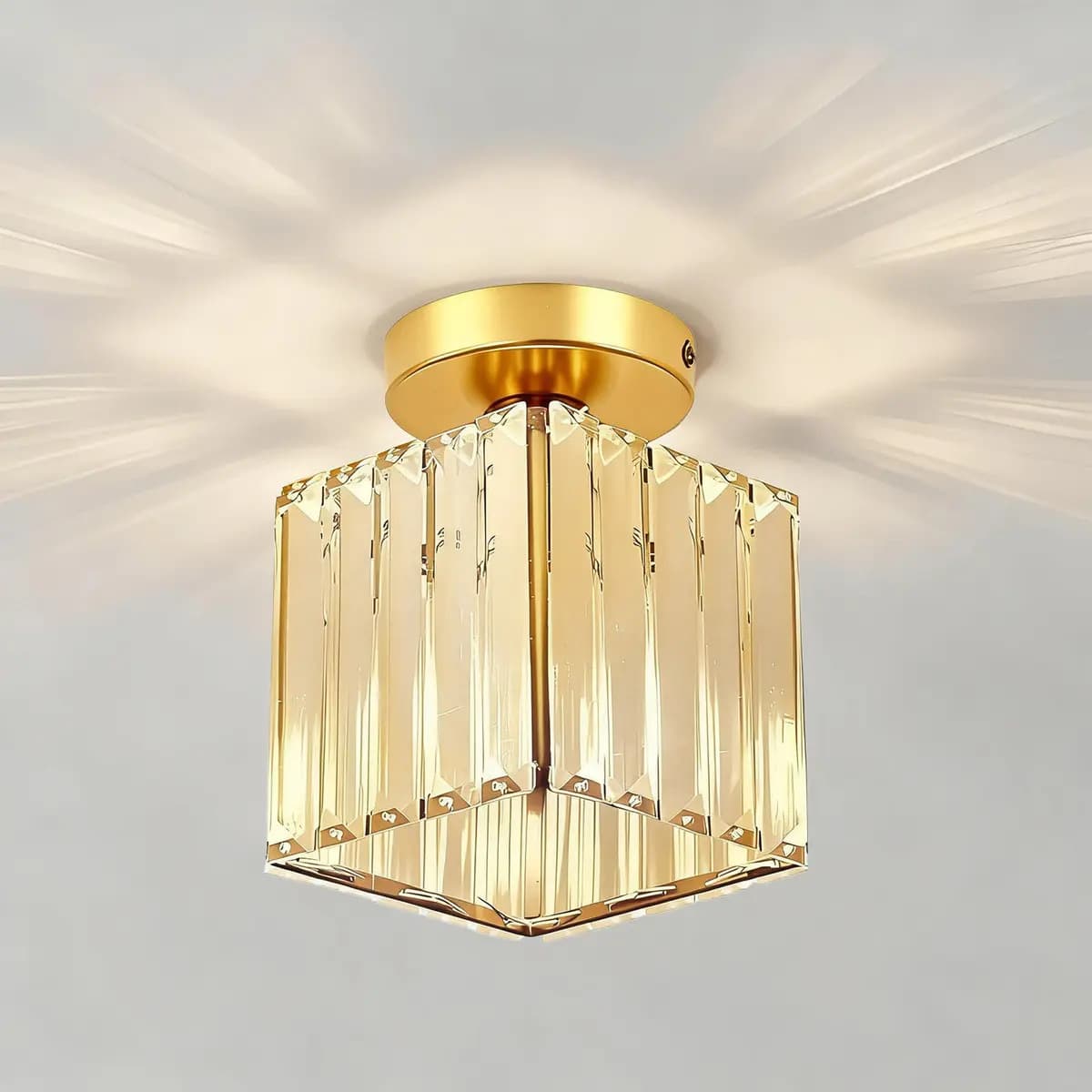 Lawuto Lámpara De Pared Lámpara De Techo Cristal Moderna Decorativa Color Cuadrado Dorado