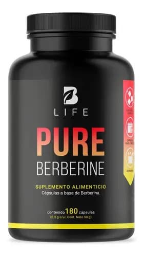 Berberina De 180 Cápsulas De 500mg. Pure Berberine. B Life Sabor Sin sabor