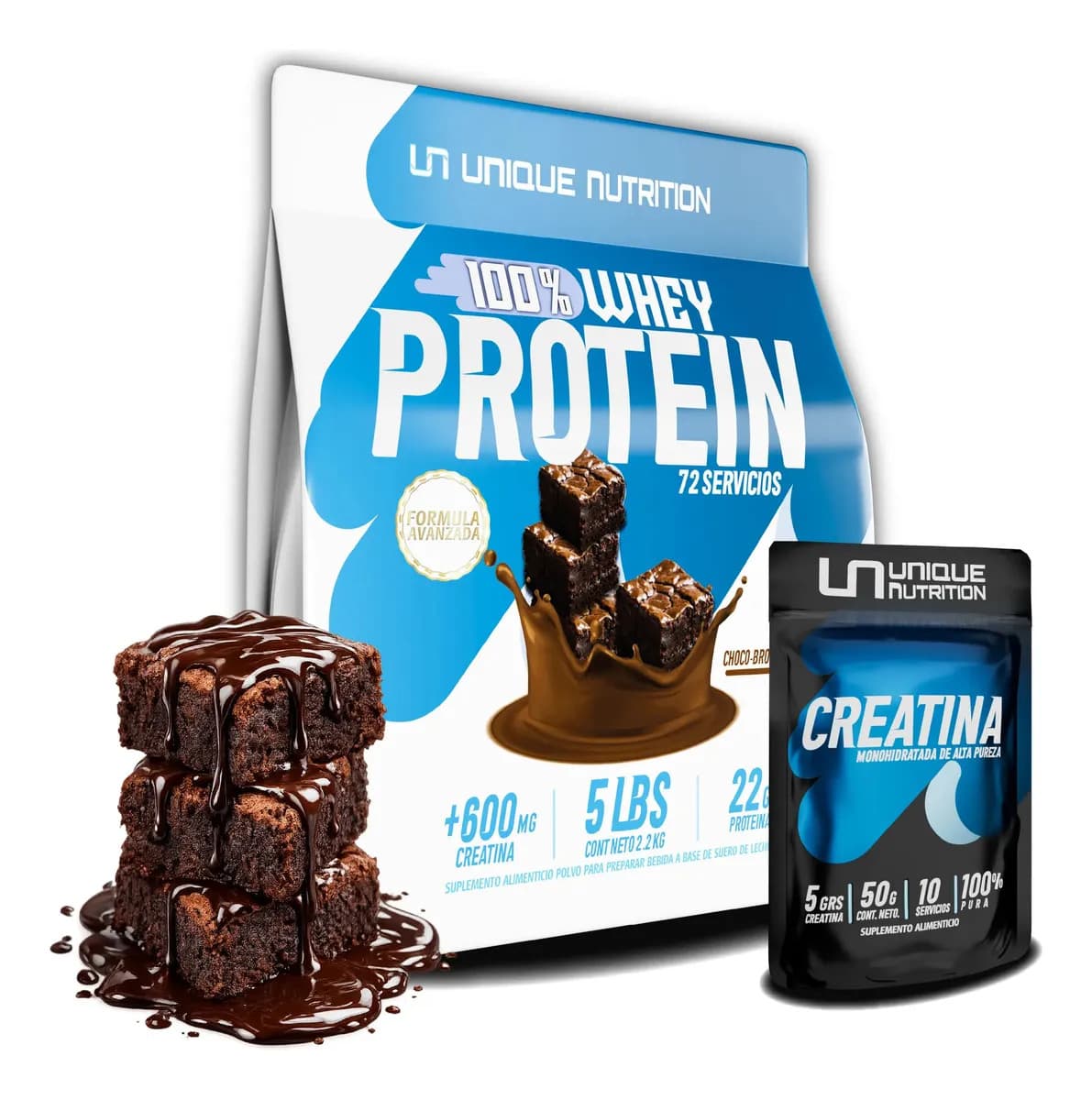 Proteina 100% Whey 2.2 Kg Adicionada Con Creatina Unique N Sabor Chocolate