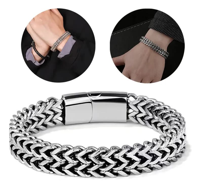4564 Plata De Acero Inoxidable Hombre Con Doble Color 21cm