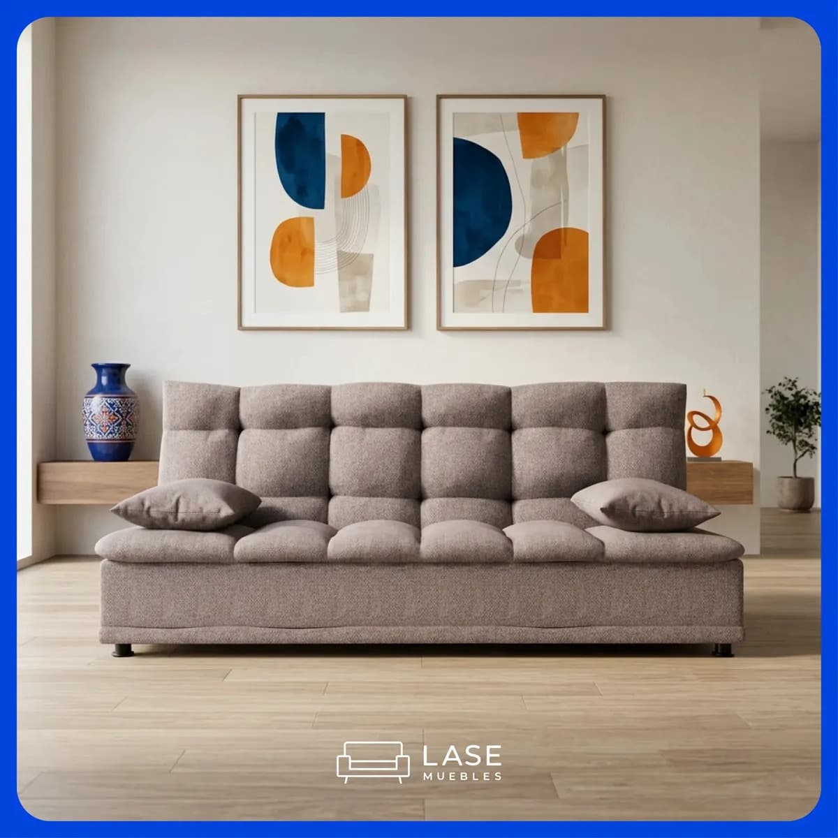 Sofá Cama Matrimonial Río Sillón Reclinable 3 Posiciones Para Sala Color Avena Tela Lino Grueso