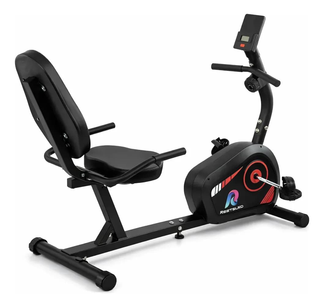 Bicicleta Estática Magnética Reclinada Con 8 Niveles Color Negro