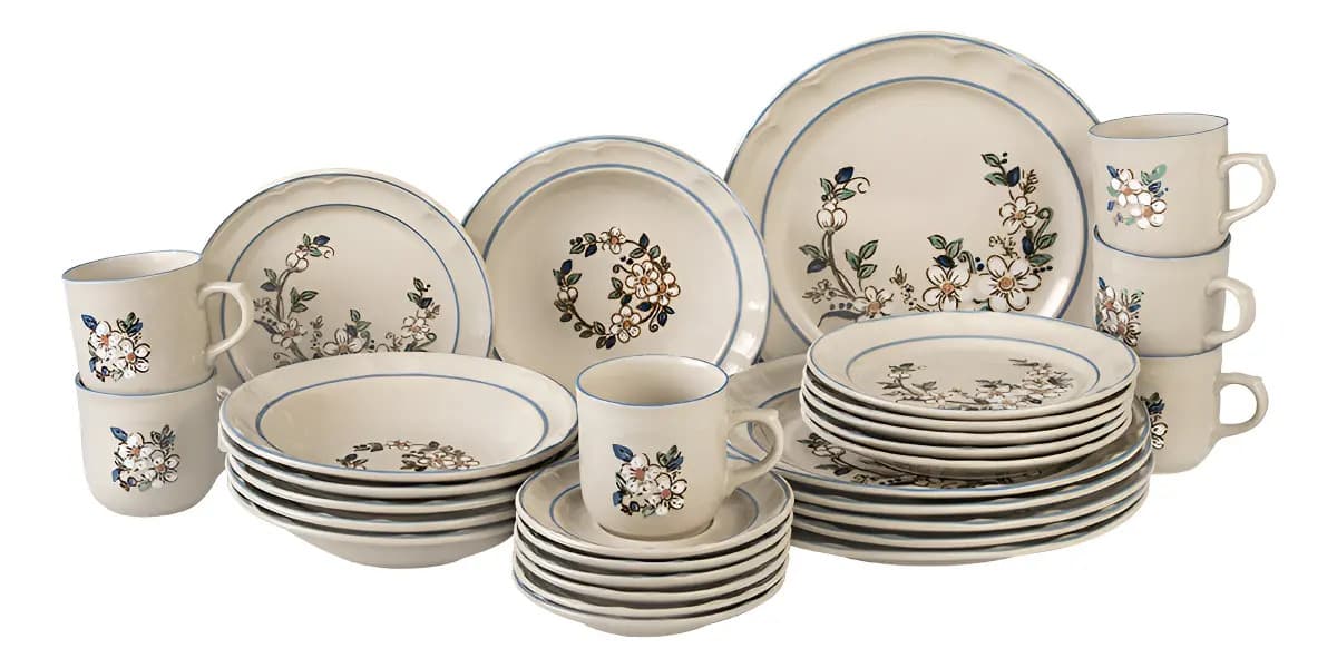 Vajilla De Mesa Santa Anita Victoria Porcelana Color Crema 30 Piezas para 6 Personas