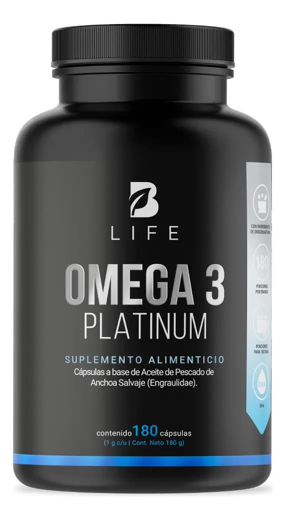 Omega 3 Platinum De 180 Cápsulas Con 1000 mg Por Porción B Life