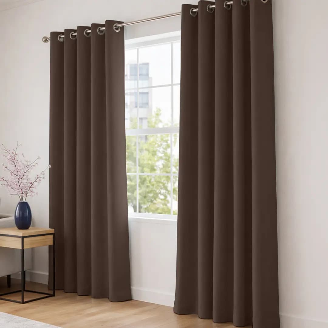 Cortinas Blackout Melocotton - Color Cafe - 275cm De Ancho X 215cm De Alto En 2 Páneles - Aislamiento Térmico , Reduce El Ruido Exterior , Cortinas Opacas Con Ojales , Lavable En Casa