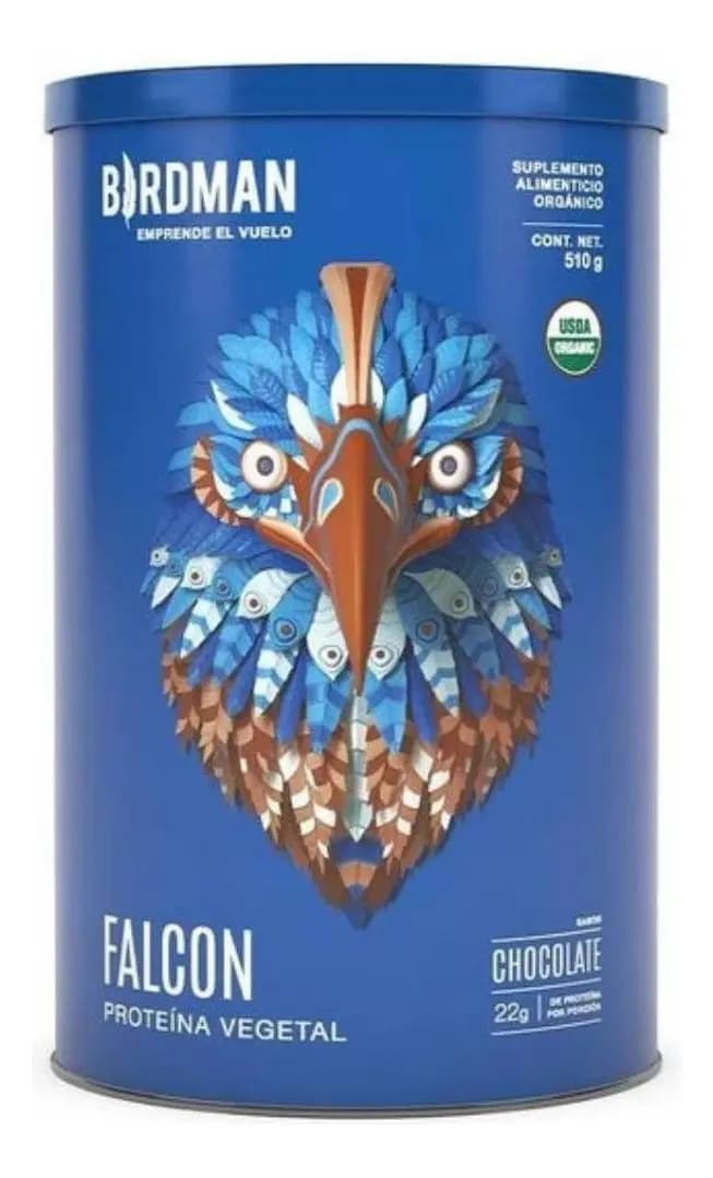Birdman Falcon Protein Proteína Vegana Orgánica Certificada | Con Enzimas Digestivas Y Probióticos | Sin Gluten | Chocolate | 510g