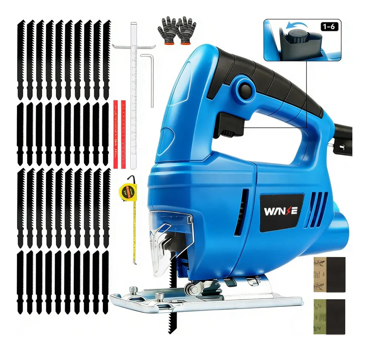 Sierra Caladora WANSE de 1000W con 6 Velocidades y 50 Accesorios