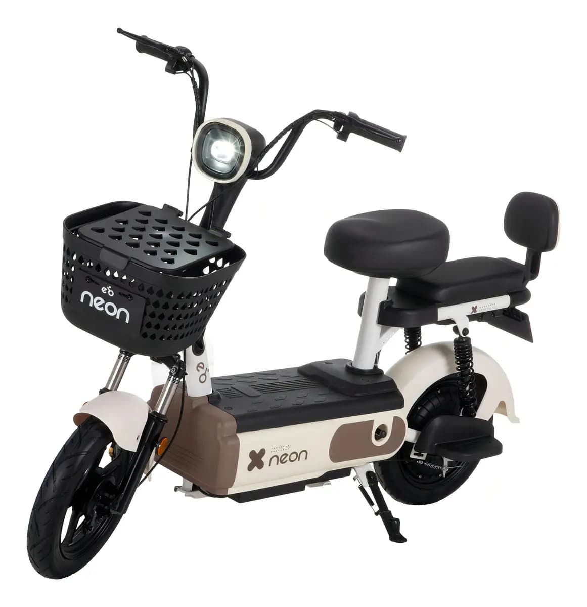 Motobici Bicicleta Eléctrica R14 Neon EBIKE Motor 350w Vel Max 33 Km/h Frenos de Tambor Cuadro de Acero 150 Kg Beige con Negro