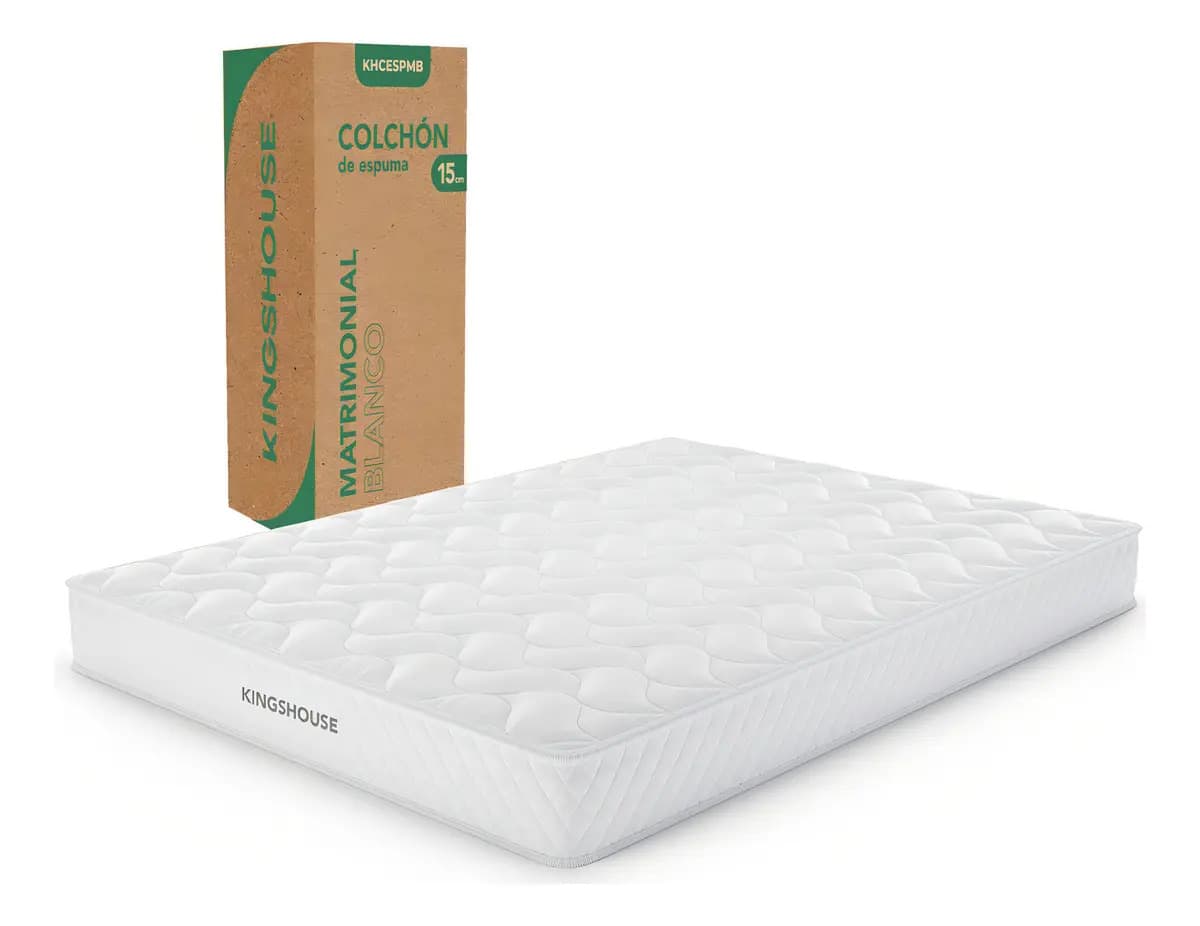 Colchón Matrimonial Kingshouse color Blanco Espuma de Alta Densidad Peso 150kg