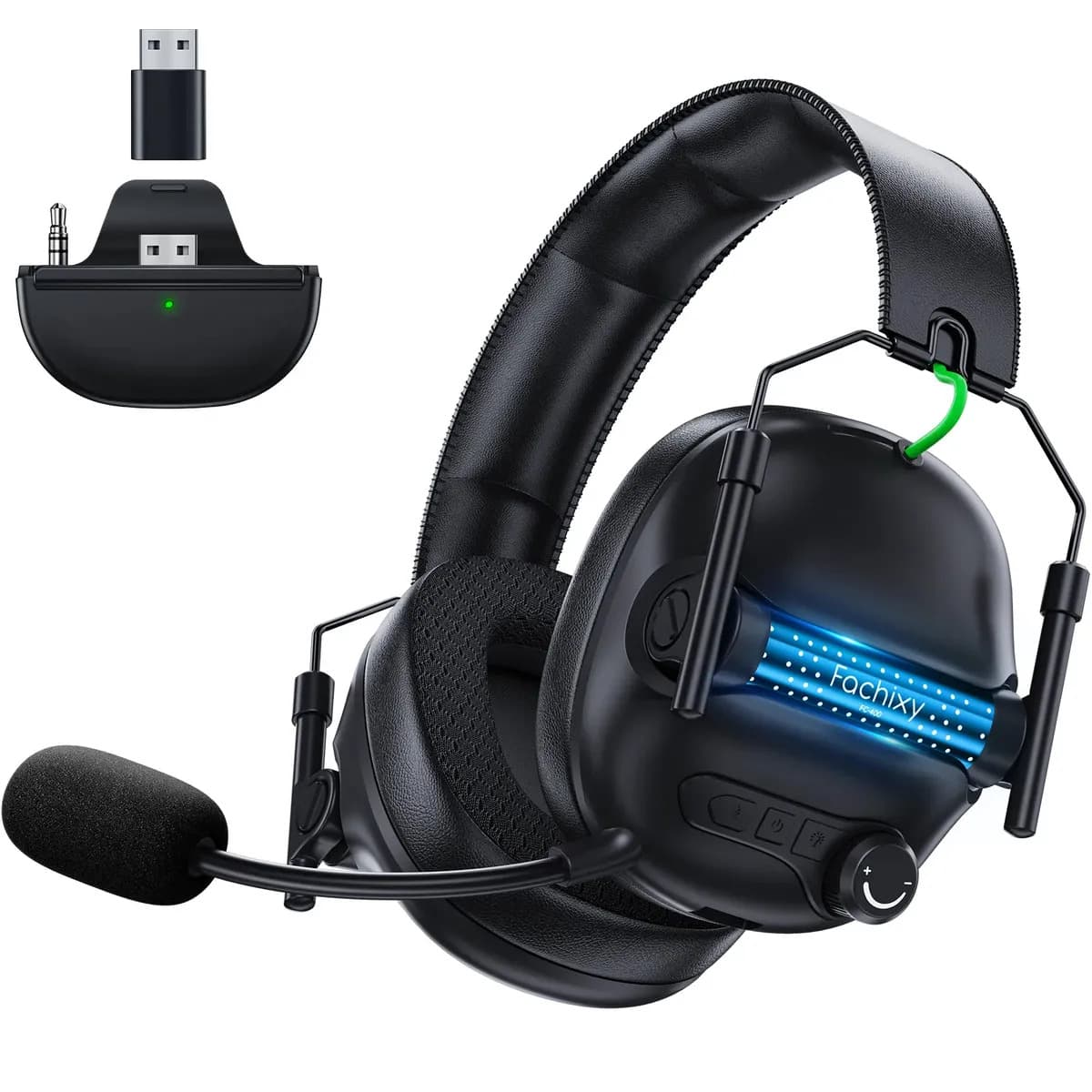 Auriculares Gaming Inalámbricos Fachixy Fc400, Compatibles Con Xbox Series X|s|one, Pc, Ps5, Ps4, Switch. Conexión 2,4 Ghz Y Bluetooth 5.4, Micrófono, Baja Latencia, Cancelación De Ruido, Negro