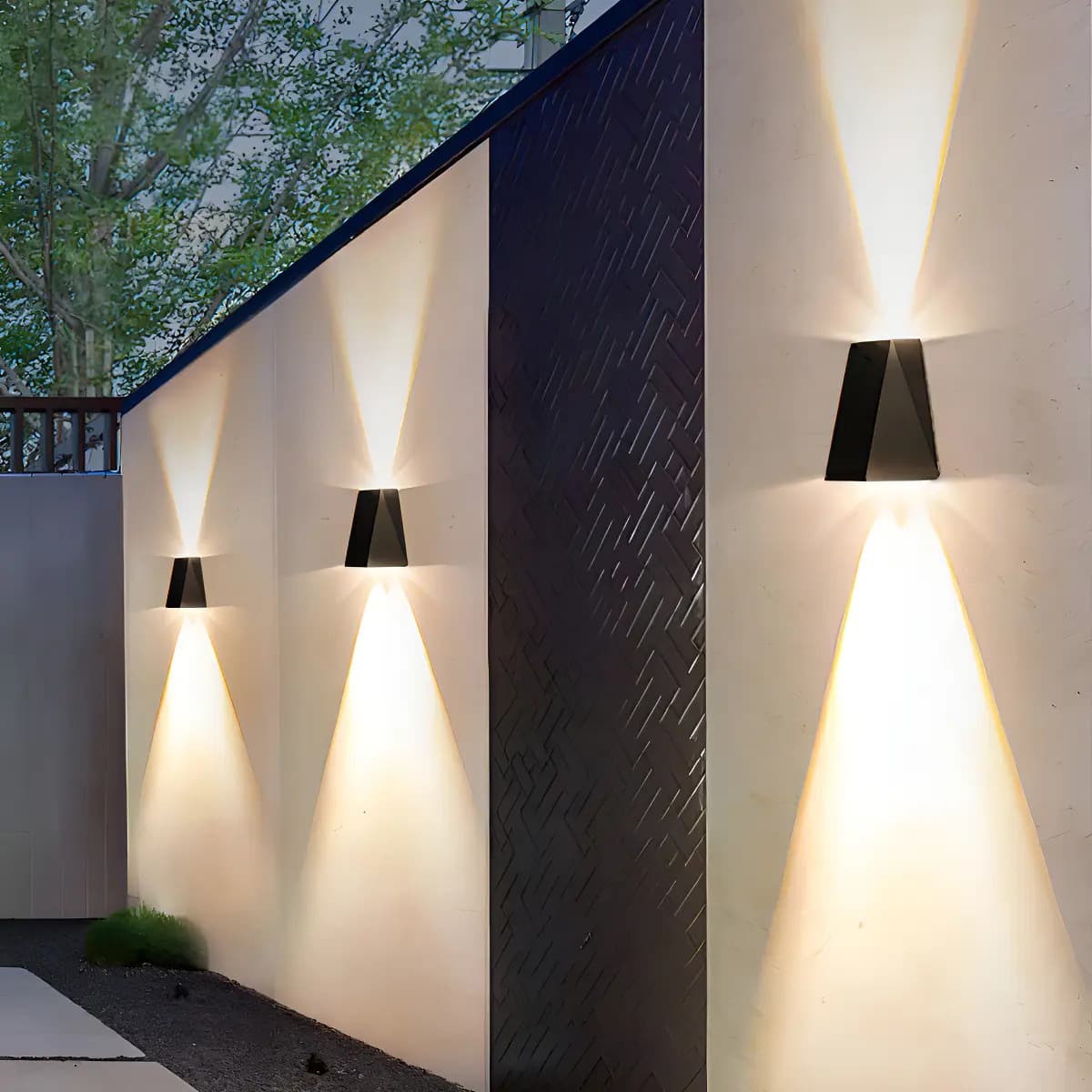 Lamparas De Pared Exterior Focos Led Solar Luz Negro 3focs Luz Cálida Ambueco®