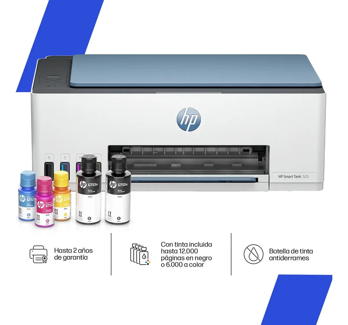Impresora Multifuncional HP Smart Tank 525, Tinta Continua, Color, Copia, Escaner