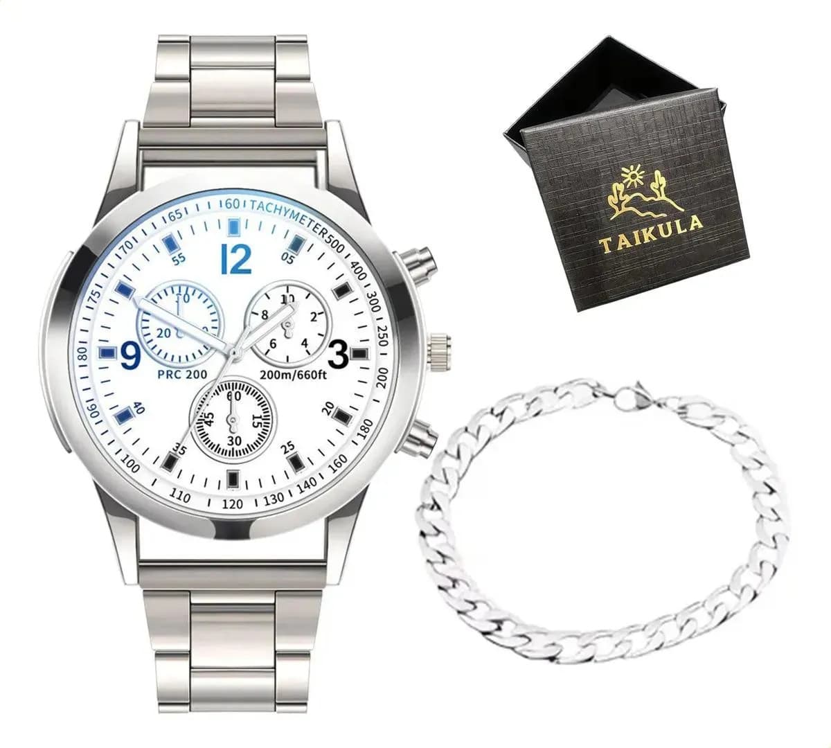 2 Pzas Relojes De Cuarzo Casuales Impermeables Para Hombre Correa Plateado Y Blanco