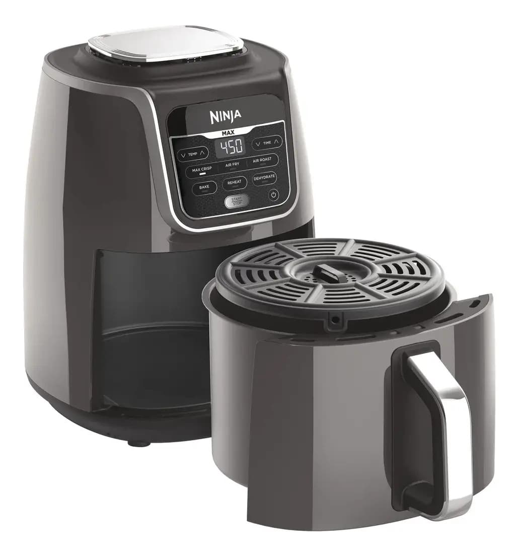 Freidora de Aire Ninja XL 5.5 Qt 7 Funciones Air Fry, Hornear, Rostizar y Deshidratar 75% Menos Grasa Alitas y Papas Crujientes Max Crisp 450°F Antiadherente AF161