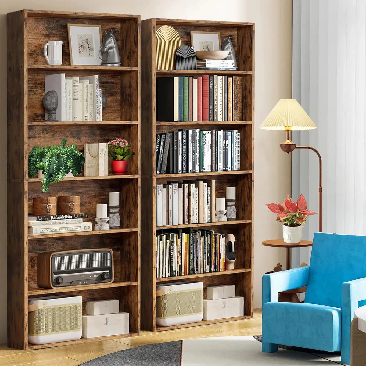 Furrific Librero Modernos 6 Caps 180* 24* 60 Cm Multiusos Estantería De Madera Armarios De Almacenamiento Estanterías De Almacenamiento De Varios Niveles Marrón