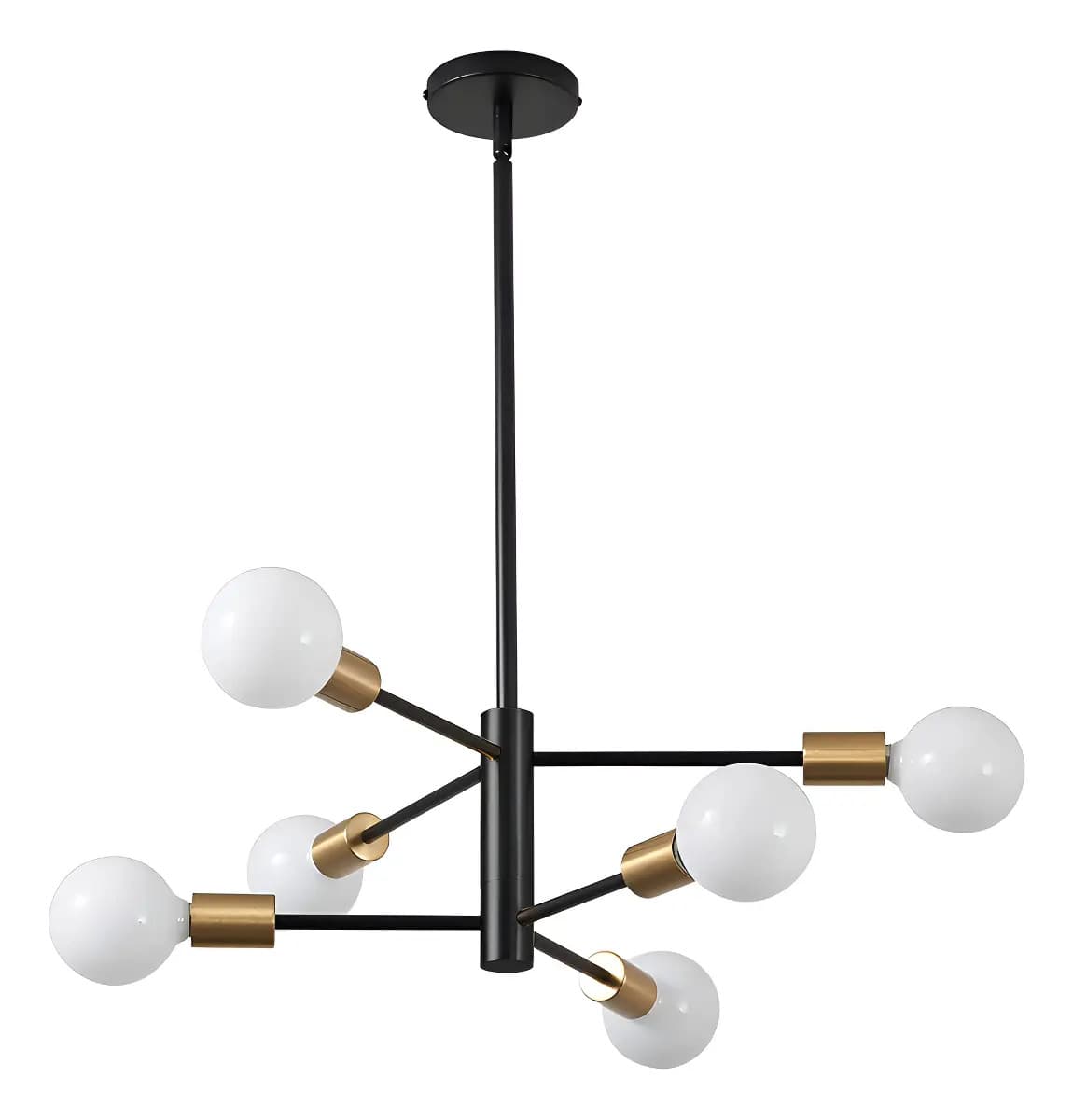 Moderno Colgante De Techo, 6 Luces, Lámpara De Techo De Estilo Medieval En Color Negro Y Oro, Ajustable En Altura, Adecuado Para Sala De Estar, Cocina, Comedor, Dormitorio, Vestíbulo.