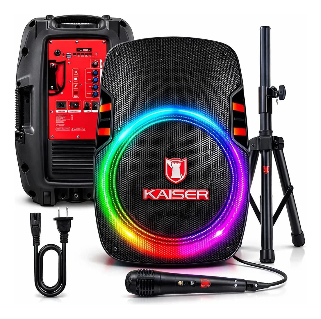 Bocina KSE-1015MX con Bluetooth Bafle 15" Pulgadas + Tripié y Micrófono 25,000 W PMPO