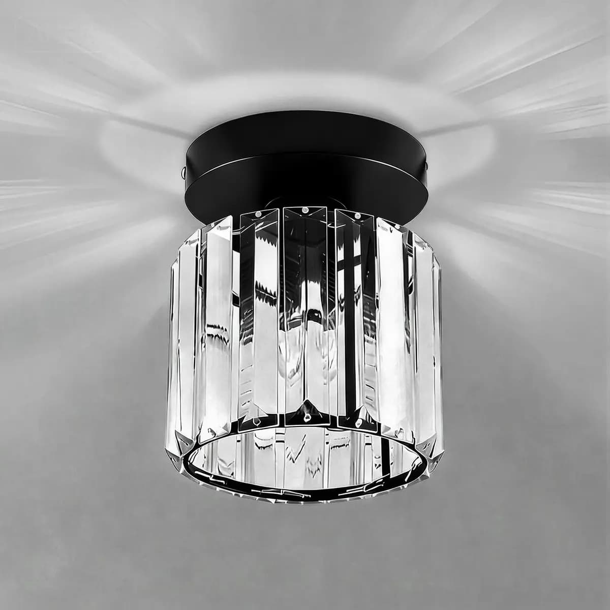 Lawuto Lámpara De Pared Lámpara De Techo Cristal Moderna Decorativa Redondo Negro