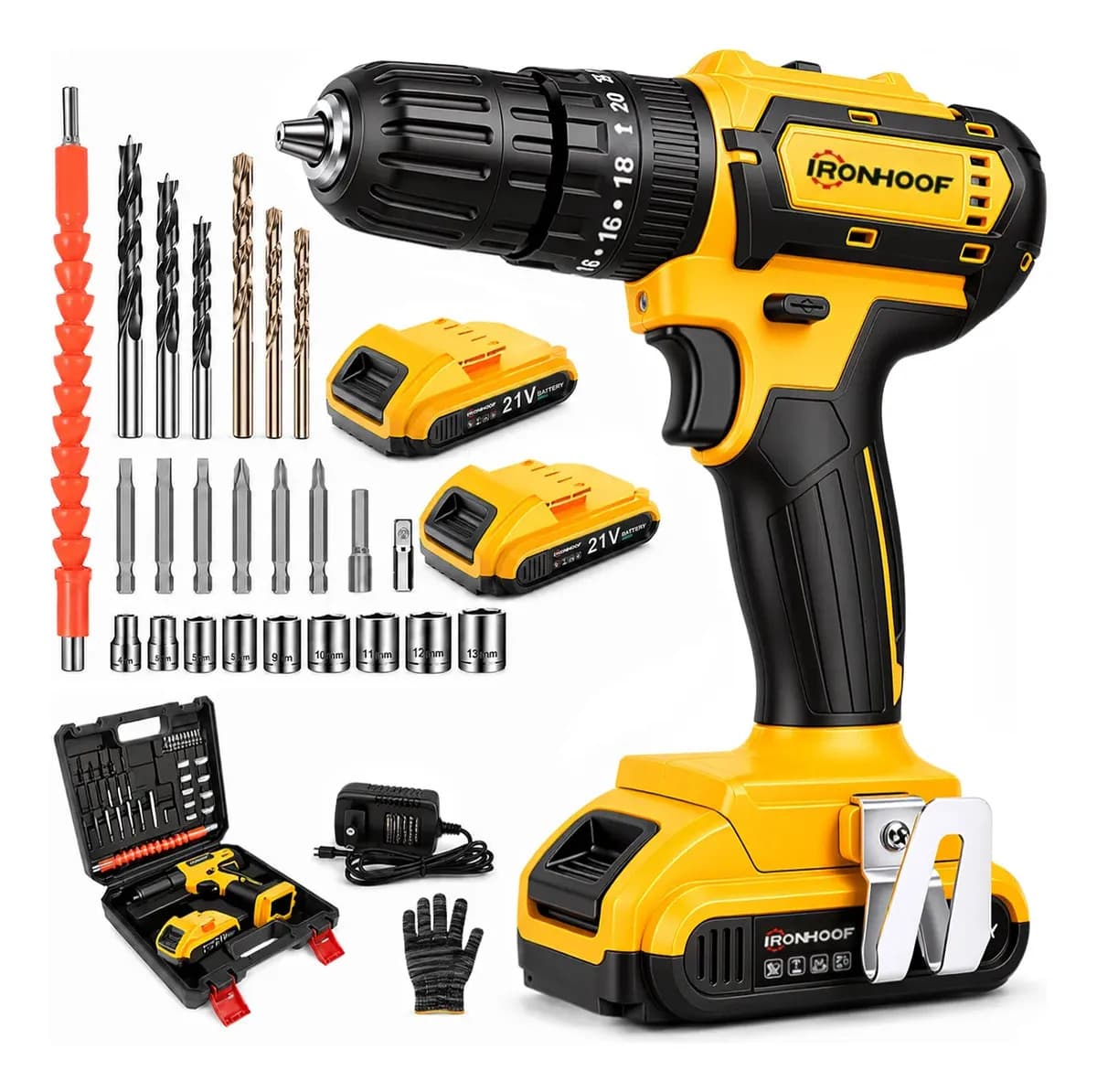 Taladro Destornillador Inalámbrico Kit De Taladros Impacto RUOMU XMMXF034YE Color Naranja