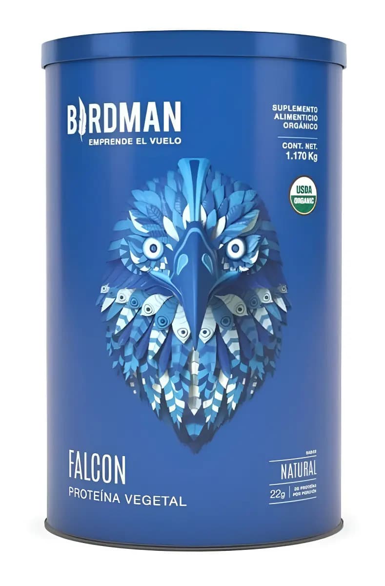 Birdman Falcon Protein Proteína Vegana Orgánica Certificada | Con Enzimas Digestivas Y Probióticos | Sin Gluten | Natural | 1.17kg
