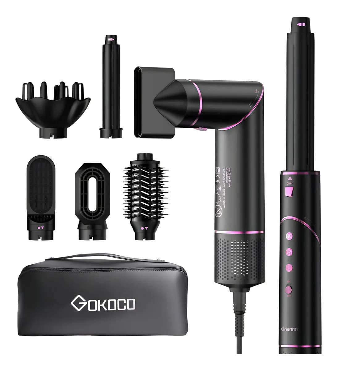 Secador de Cabello Profesional Iónico 7 en 1 con Accesorios y Aire Frío
