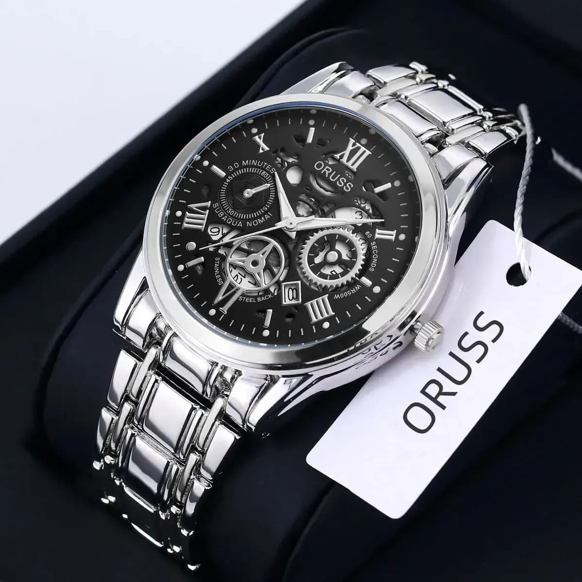 Reloj De Cuarzo Casual De Acero Impermeable Para Hombre D22 Plateado Negro/plateado Negro