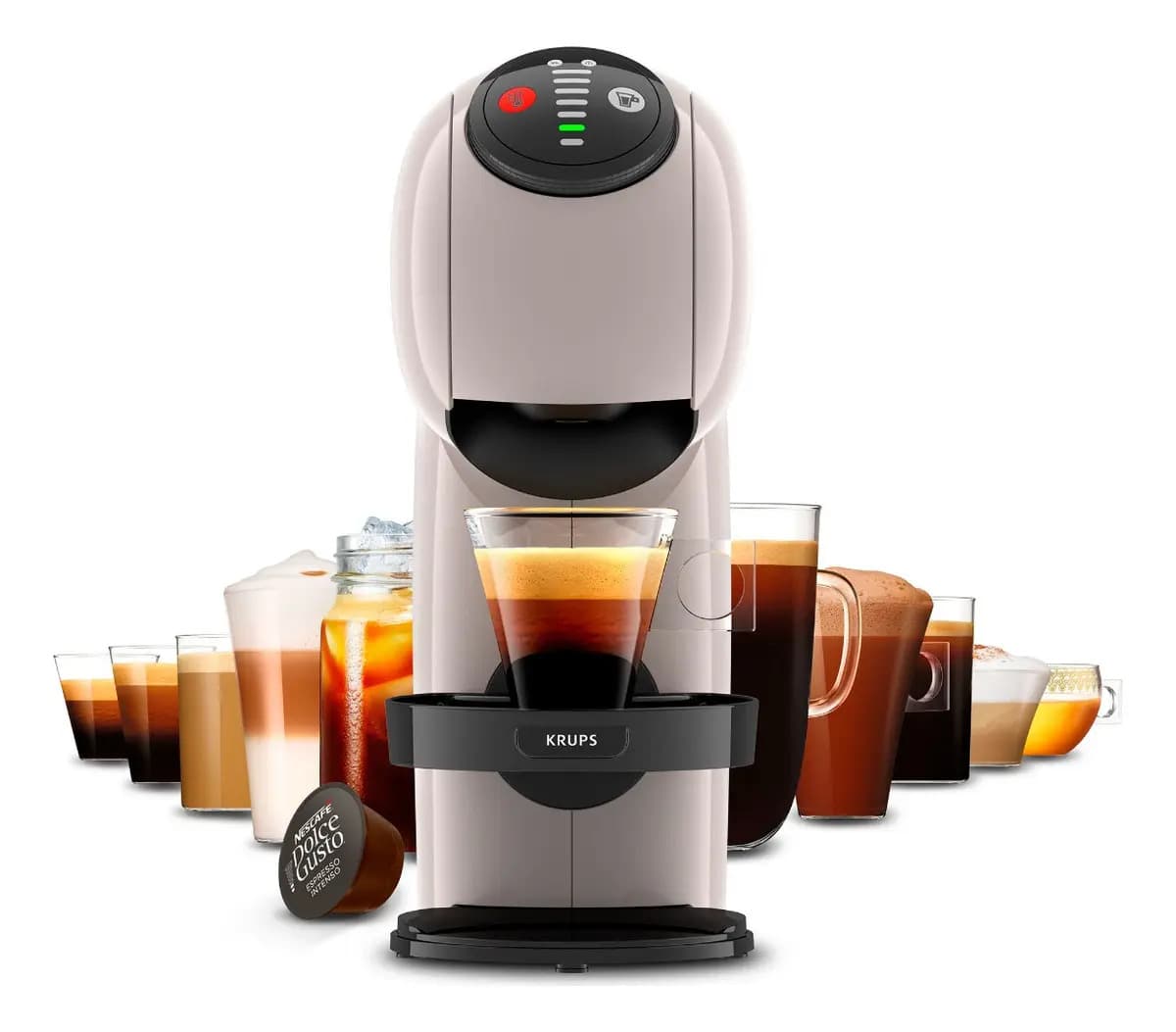 Cafetera Multibebidas De Cápsulas KRUPS Dolce Gusto Genio S Taupe, más de 25 bebidas, Kp240ax0