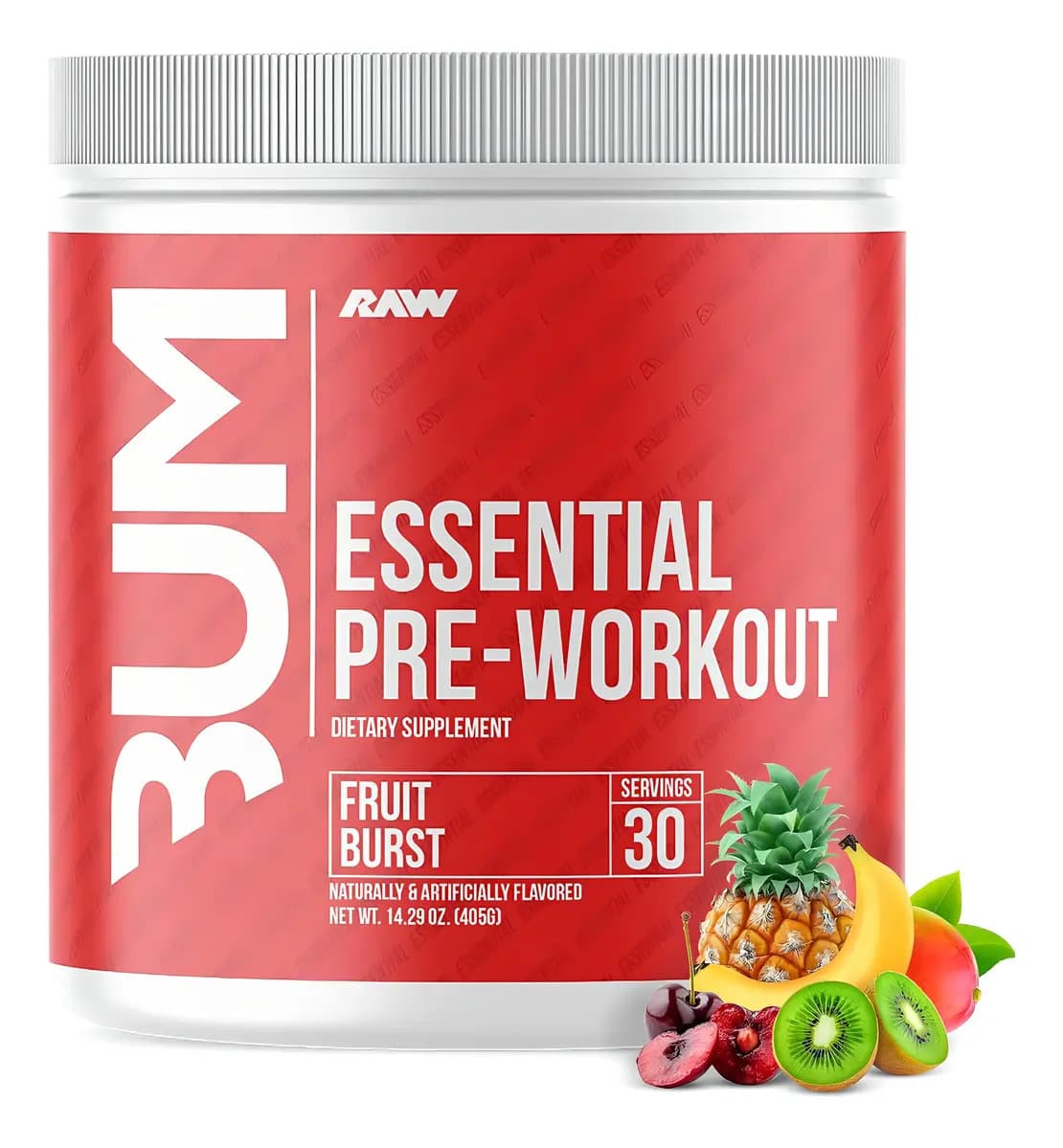Pre Entreno Cbum Essential Pwo Raw Nutrition 30 Servicios Sabor Fruit Burst