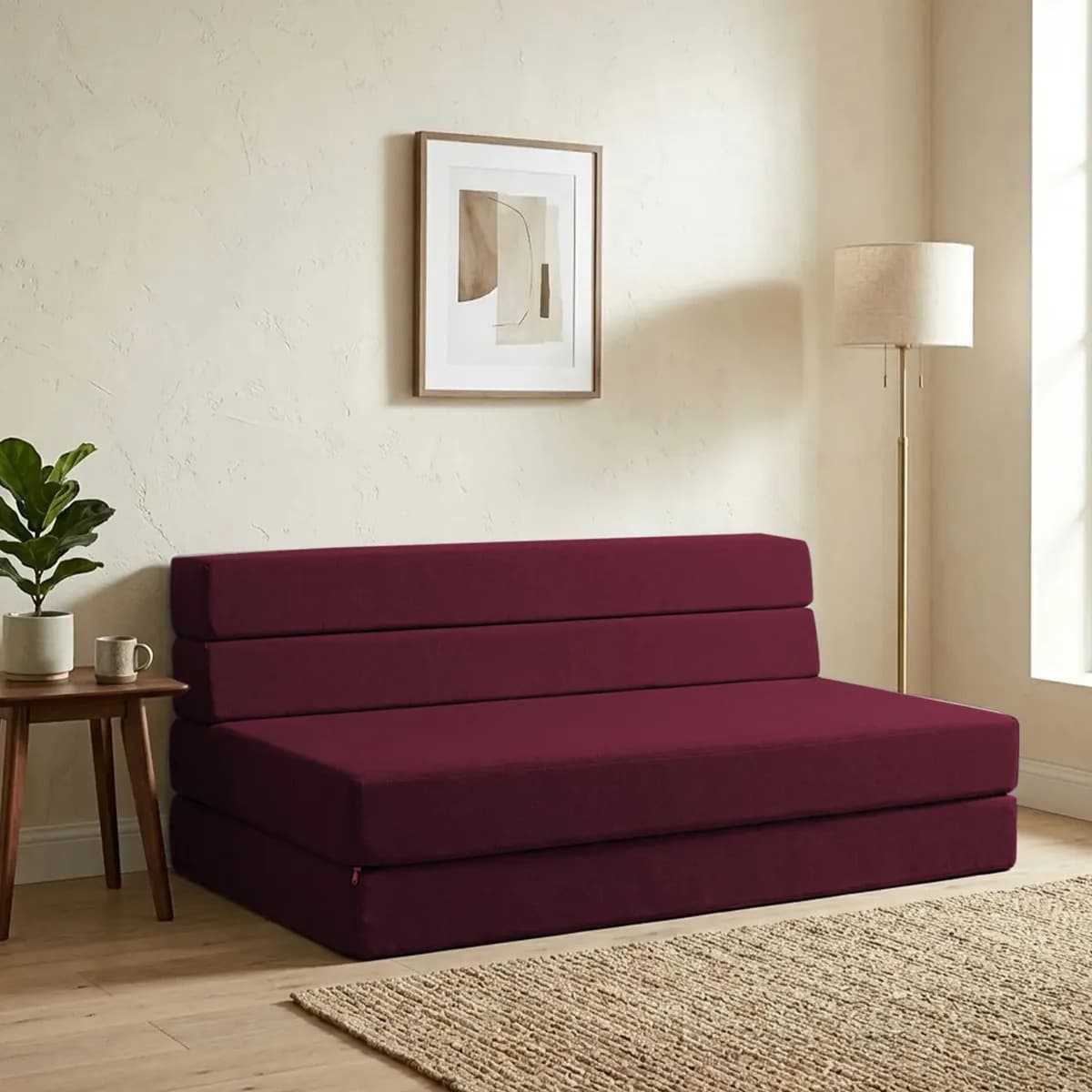Sofa Cama Matrimonial Cozy Plegable | Memory Foam Home Color Rosa Oscuro