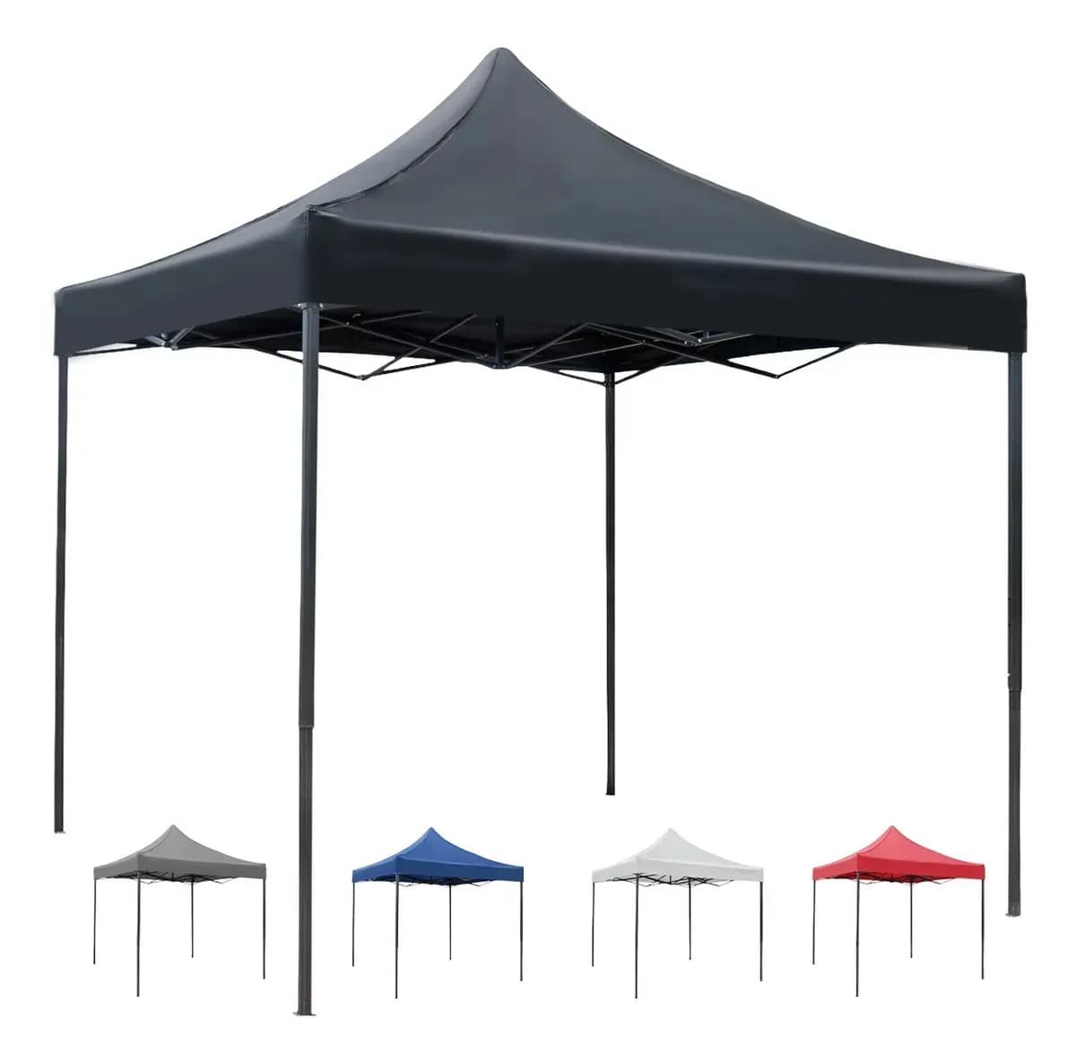Carpa Toldo Plegable Reforzado 3x3 Lona Impermeable Acero Inoxidable Multifuncional Color Negro