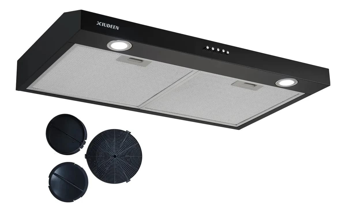 Campana Extractora De Cocina De 80cm Empotrable/pared Campana Purificadora De Aire Control De 3 Velocidades Negro Luz Led De 1.5w XIUDEEN Xd800