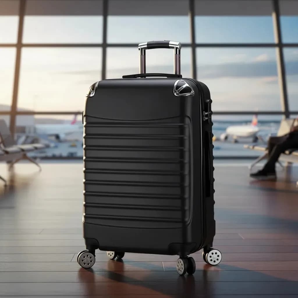 Maleta 20 Pulgadas Ligera Doble Llanta Quanna 360°asa Telescópica Y Candado De Seguridad Material Abs Ultra Resistente Cabina Equipaje De Mano-negro