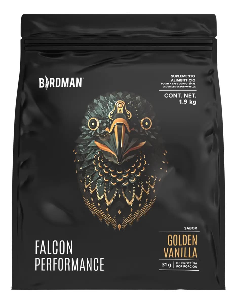 Birdman Falcon Performance Proteína en Polvo Vegana | con Creatina, BCAAs y Enzimas | Sin Lactosa | Golden Vainilla | 1.9kg