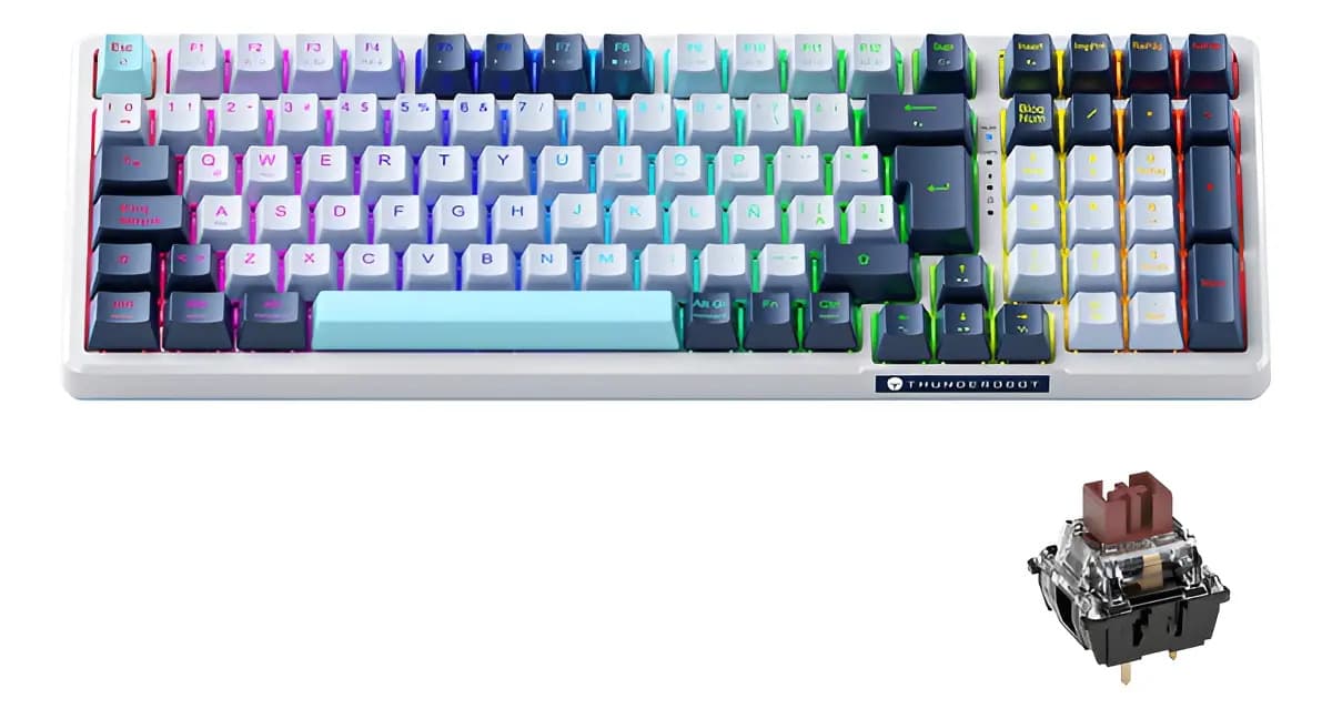 Teclado Mecánico Español Thunderobot K98 Gasket Rgb Hot Swap 3/5 Pins Ergonómico 98% Layout Teclado Alfanumerico 100% Anti-ghosting Outemu Teclado Brown Switch Para Pc Usb Gamer