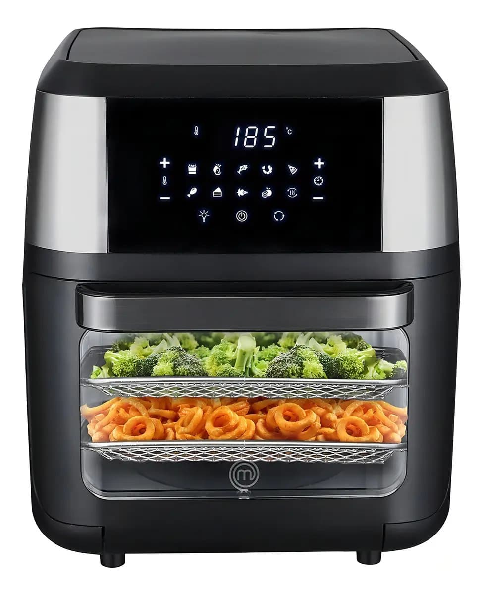 Freidora De Aire Horno Multifuncional Premium Masterchef 12 Litros Negro / Acero Inoxidable 10 En 1 MK AFO 12SS