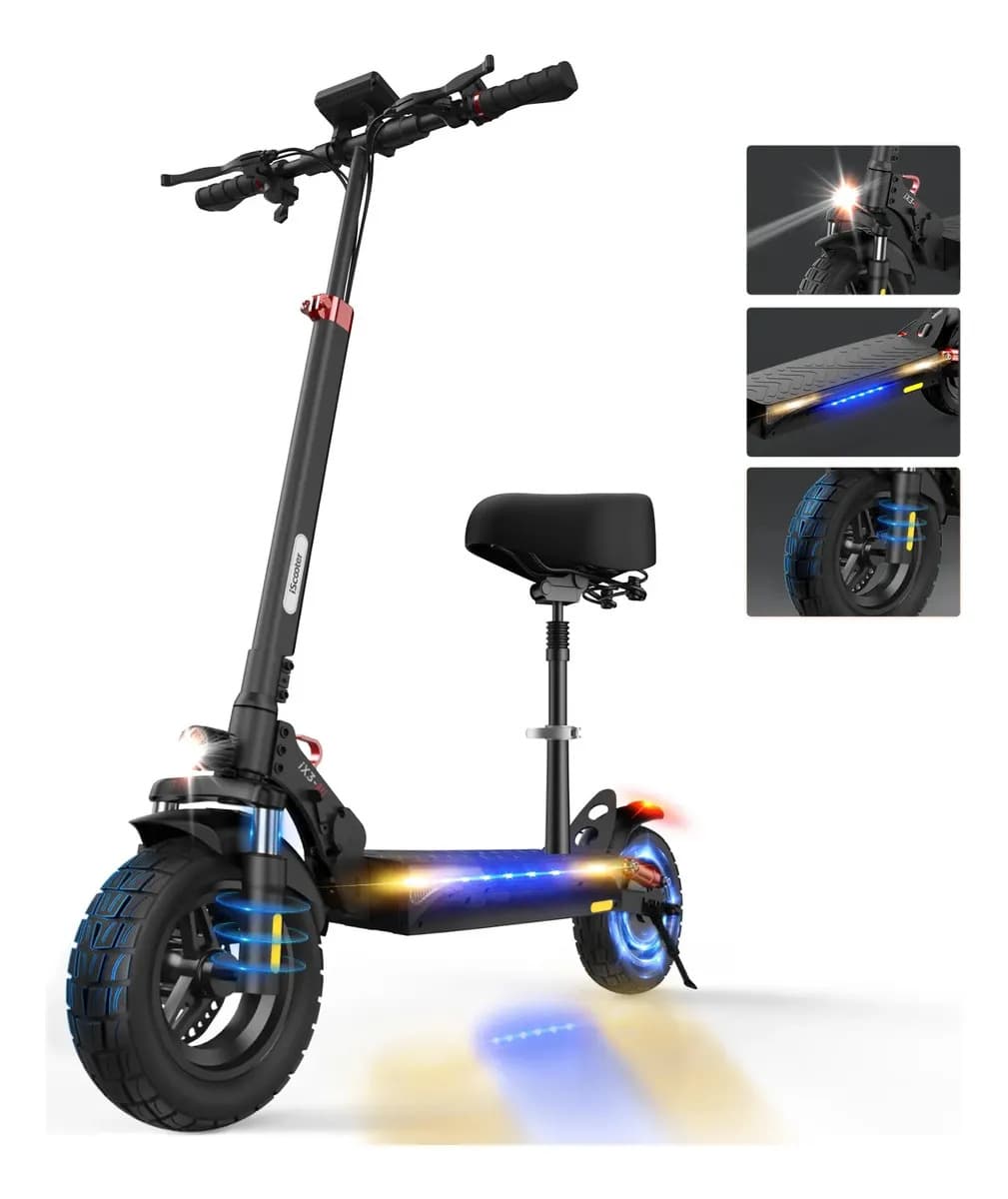 Scooter Eléctrico Iscooter Ix3 con Asiento, 1000W y 40 km/h